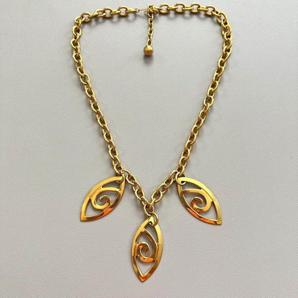 Vintage Gold tone Chain Link Geometric Modern Statement Necklace
